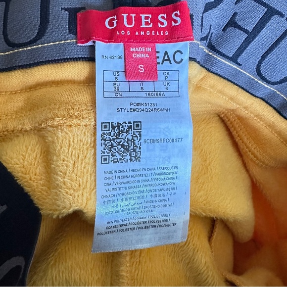 Guess Yellow Fleece Jogger Sweatpants – Size S, Elastic Waistband - Picture 7 of 9